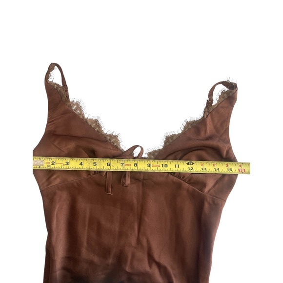 NWT White Fox See You In My Mind Mini Satin Dress Chocolate Brown Sz S Coquette - Picture 15 of 16